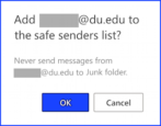 microsoft outlook com how to add email to safe sender list