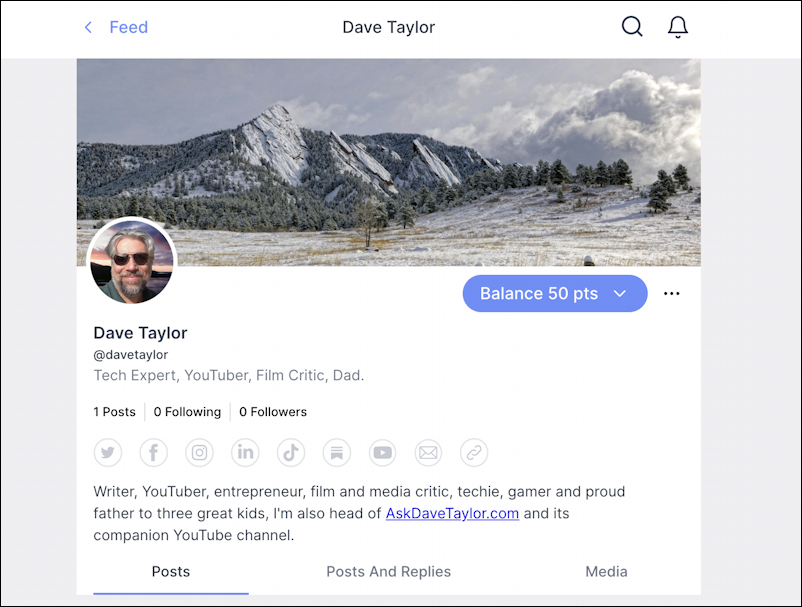 post.news @post account setup - @DaveTaylor profile