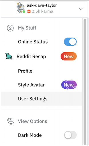 reddit add twitter link connection - main menu