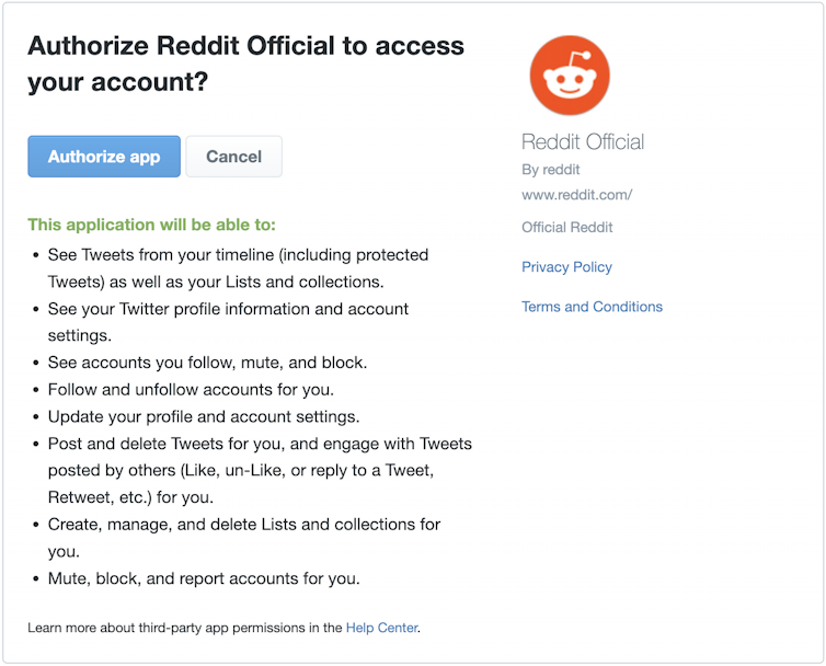 reddit add twitter link connection - twitter: allow connection reddit?