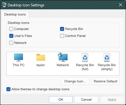 windows 11 recycle bin desktop icon - desktop icon settings