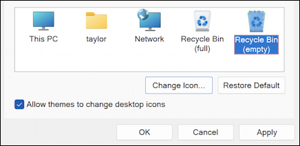 windows 11 recycle bin desktop icon - full shown as empty and vice versa
