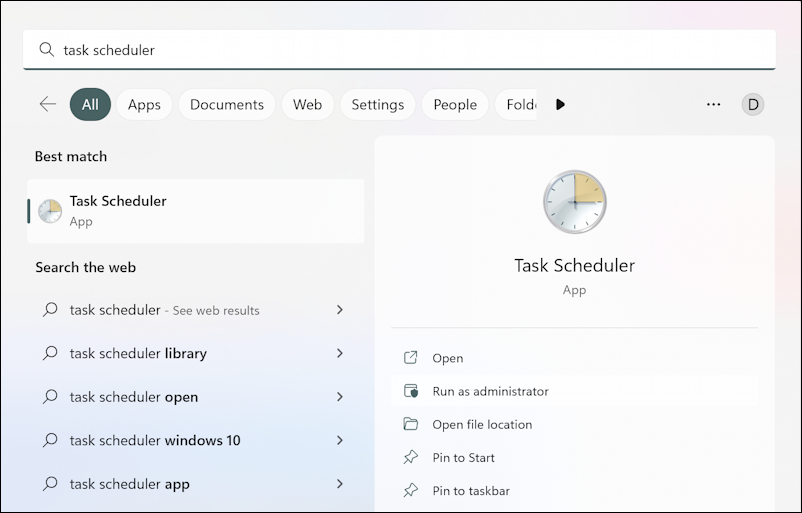 win11 schedule windows defender scan - task scheduler search