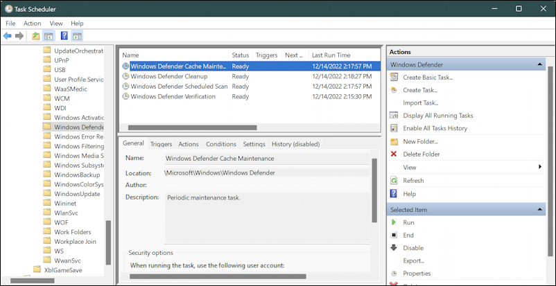 win11 schedule windows defender scan - task scheduler - windows defender
