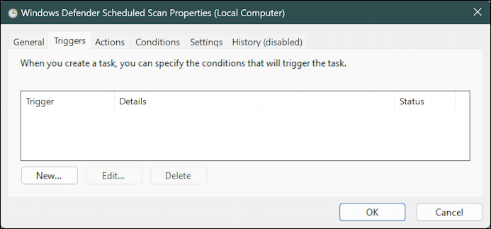 win11 schedule windows defender scan - defender scheduled scans - properties