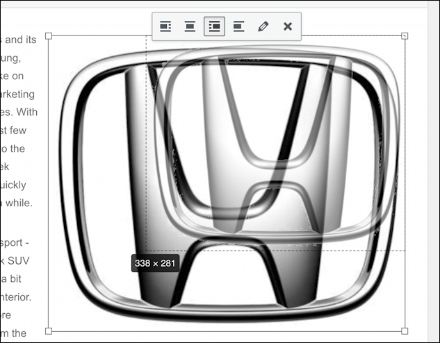 wordpress resize link image - resizing by dragging