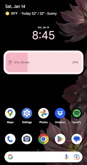 android modify add home screen widgets - new battery widget added to home screen