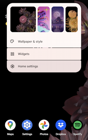 android modify add home screen widgets - add widget personalize wallpaper menu