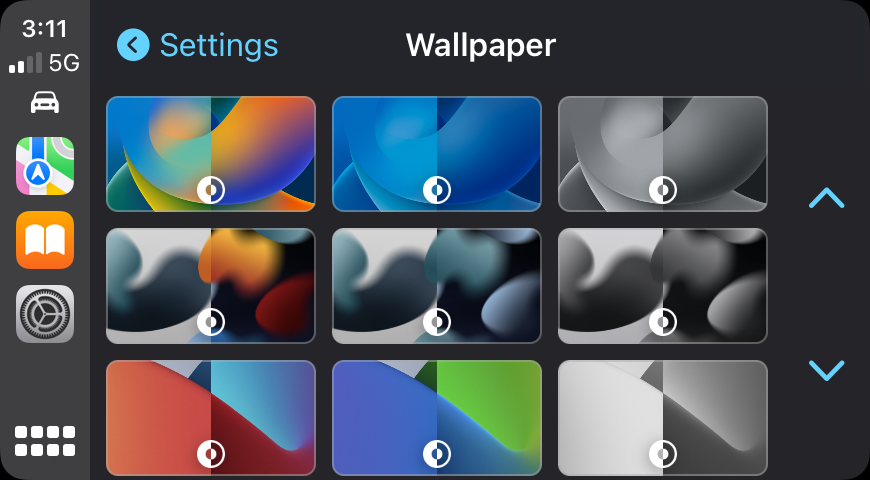 apple carplay ios iphone - settings > wallpaper choices options