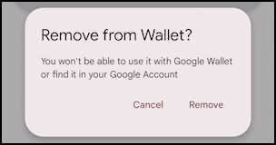 android google wallet update add - remove from wallet?