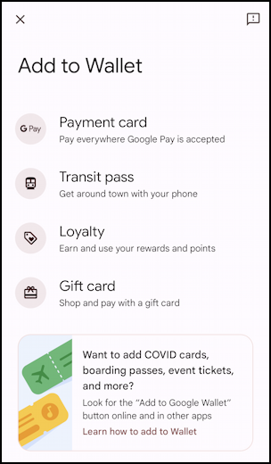 android google wallet update add - add card to wallet