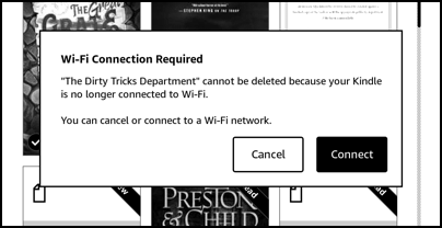 amazon kindle delete remove ebook audiobook - wifi connection required