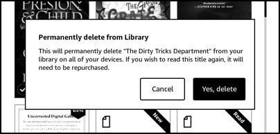 amazon kindle delete remove ebook audiobook - are you sure delete?