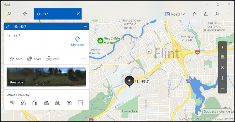 maps lat/long address location - microsoft maps windows