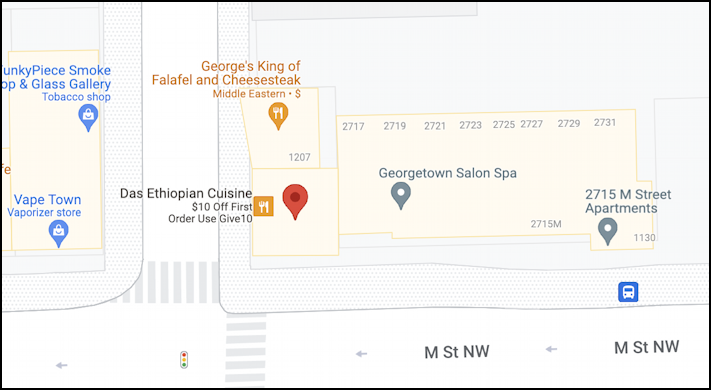 maps lat/long address location - ethiopian restaurant georgetown dc