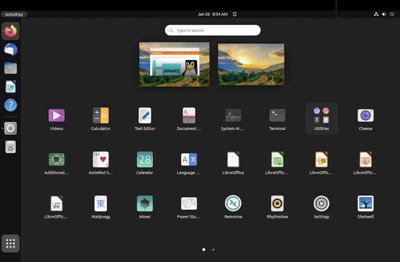 ubuntu linux gnome dock taskbar - all apps