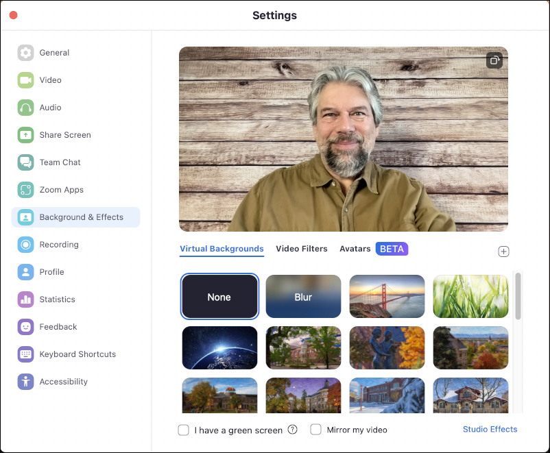 zoom personalized human avatars - settings preferences backgrounds