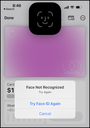 apple card fraud protection security - face recognition failed