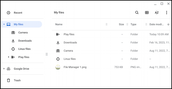 chromeos chromebook disk space - file manager