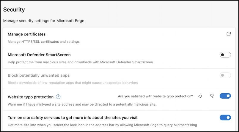 microsoft edge privacy settings enable smartscreen defender