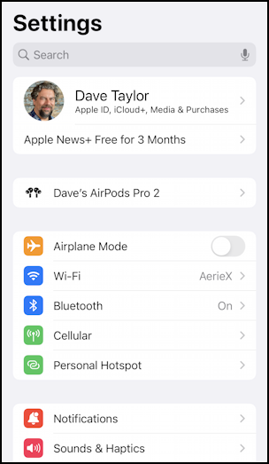 iphone ios settings airpods pro - separate item
