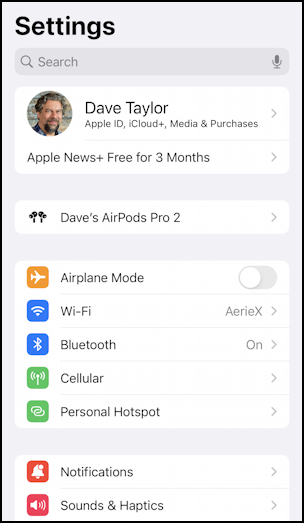 iphone ios settings airpods pro - separate item