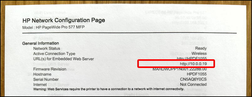 linux add network printer - hp printer configuration printout