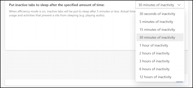 microsoft edge windows 11 settings - how long sleep tab