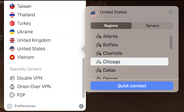 nordvpn on mac macos - detailed sub menu vpn in usa