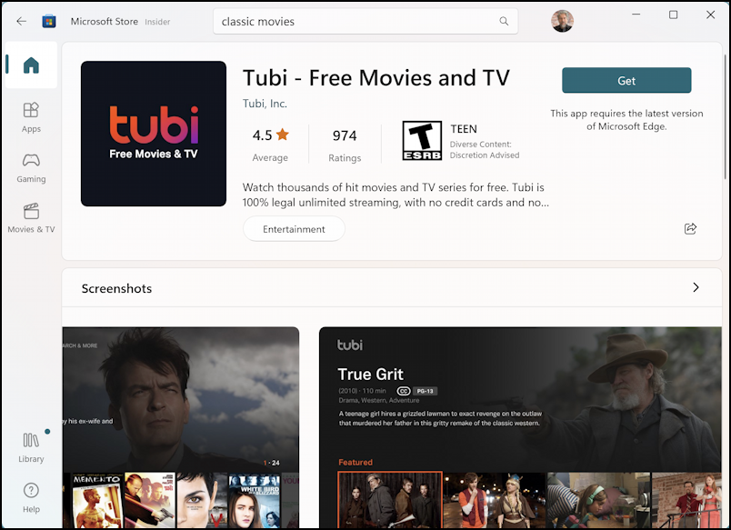 windows microsoft store app tubi