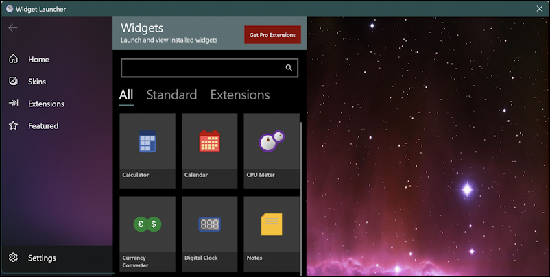 win11 widget launcher - main window