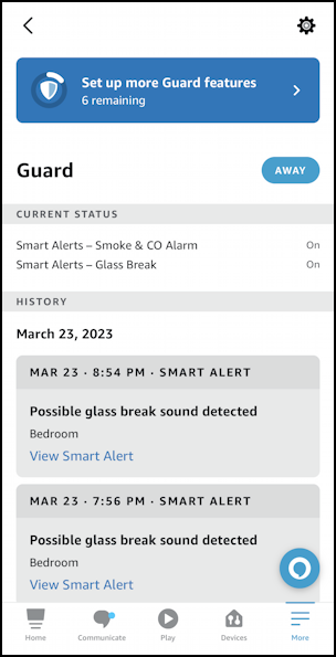 amazon alexa echo home security guard - GUARD notifications