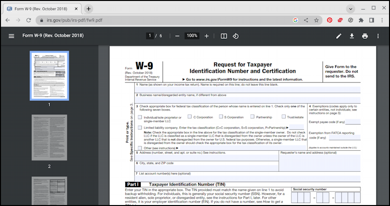 chromebook chromeos pdf fill-in form sign - IRS doc in Chrome