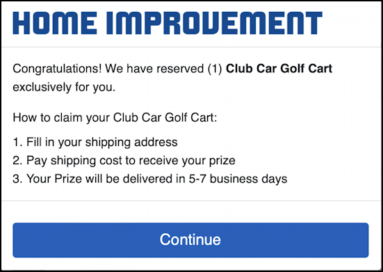 lowes golf cart scam email - how to claim