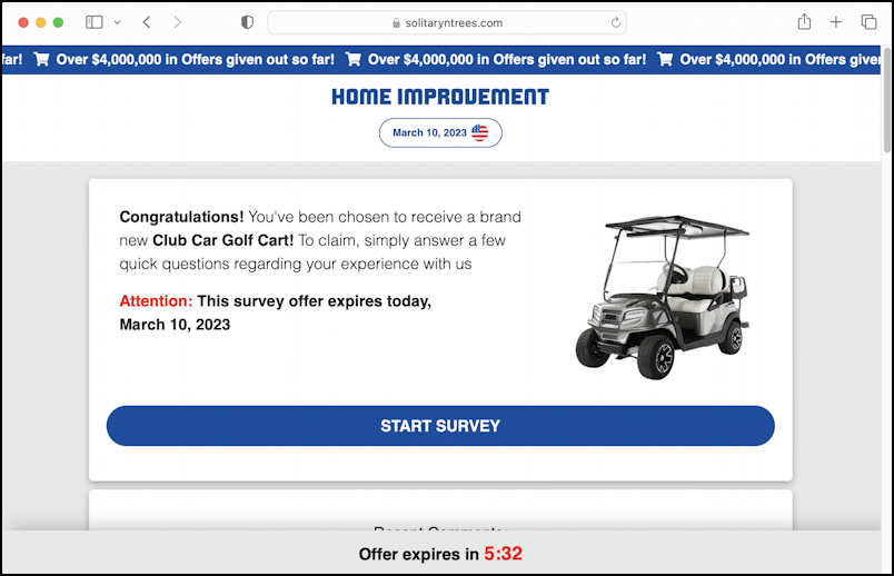 lowes golf cart scam email - $1099 golf cart for $9.95!