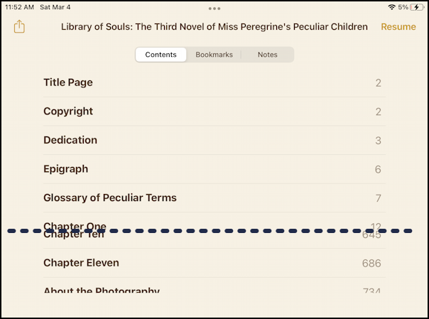 ios ipados books app apple ebook reader - table of contents