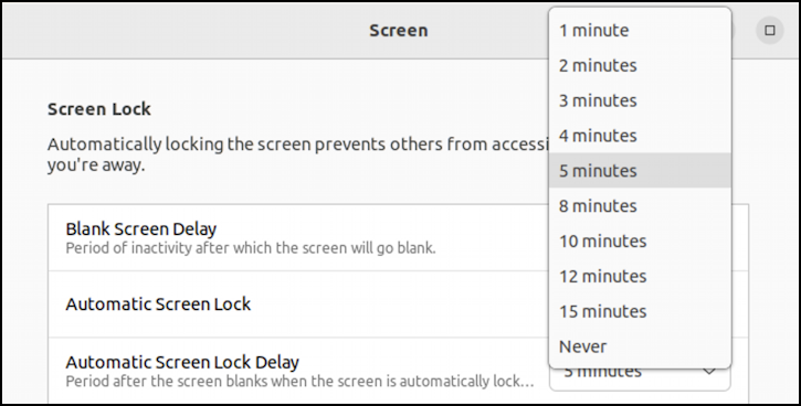 ubuntu linux settings - blank screen delay