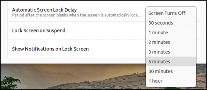 ubuntu linux settings - lock screen delay