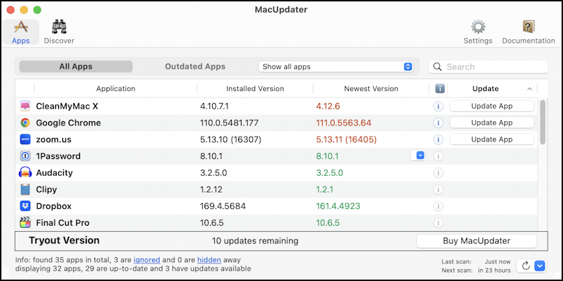 mac macos check for app program updates - macupdater 3