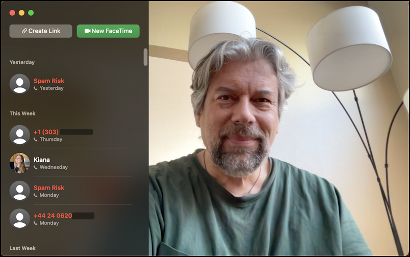 mac facetime originate make phone calls - default view with camera