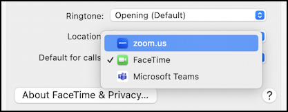 mac facetime originate make phone calls - specify app for incoming phone calls