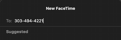 mac facetime originate make phone calls - enter phone number