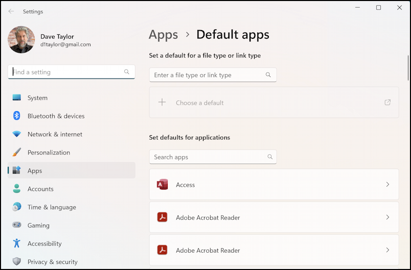 win11 pc default browser pdf app - default apps settings