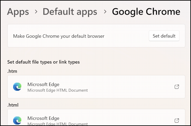 win11 pc default browser pdf app - google chrome filetypes default app