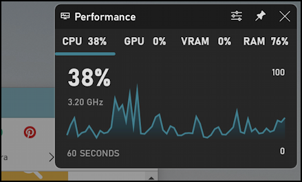 windows 11 task performance activity monitor - xbox game bar performance activity