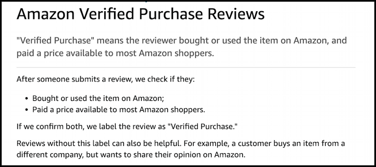 amazon verified purchase review info