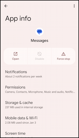android text message bubble notification - settings > apps > messages