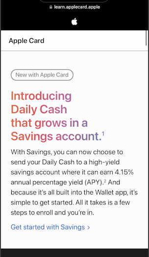 apple card - sign up for savings account - introducing daily cash