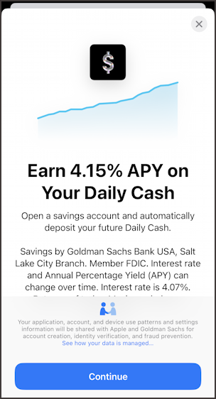 apple card - sign up for savings account - earn apy on your savings daily cash