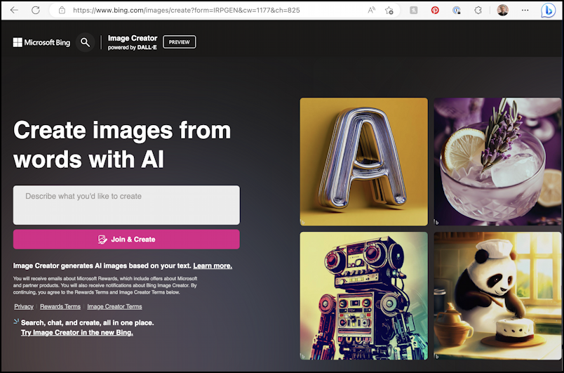 bing image search - dall-3 image creation